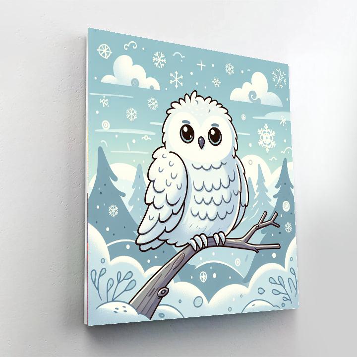 Friendly Snowy Owl Number Painting