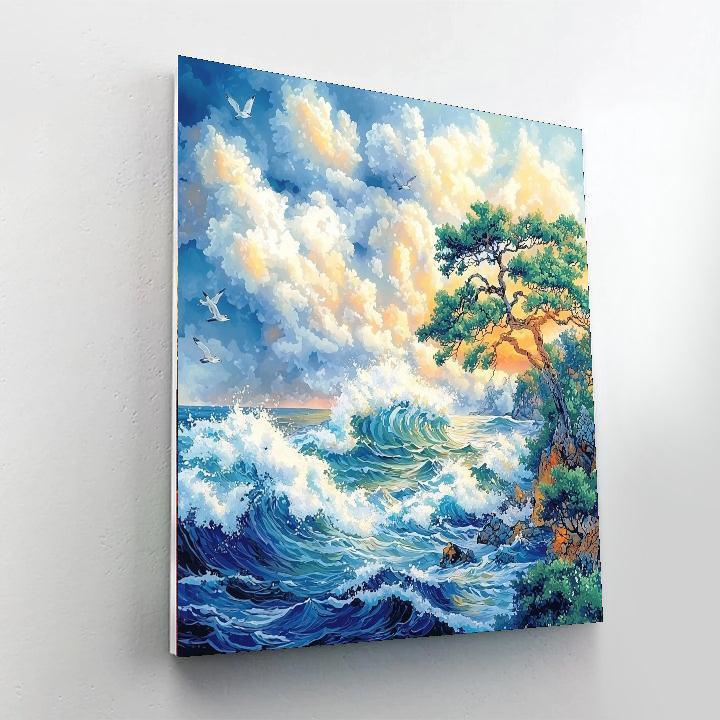 Katsushika Hokusai Inspired Hokusai's Serene Shores  Numbered Painting Kits