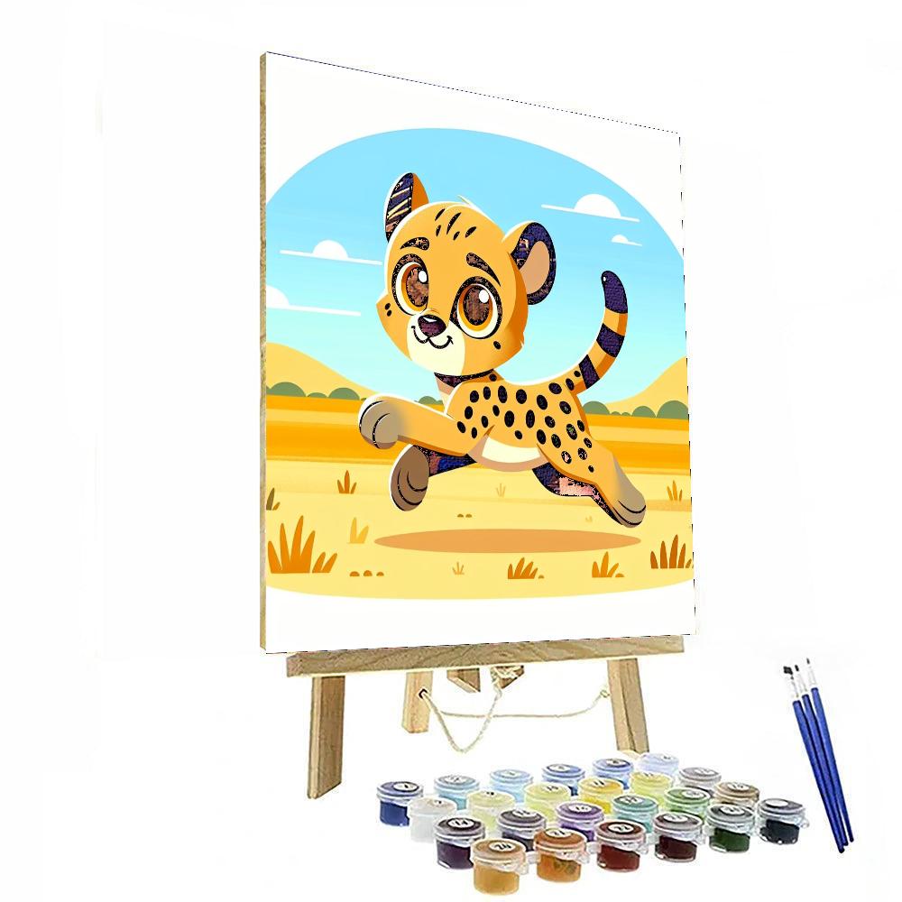 Cheerful Cheetah Cub Paint By Numbers Art