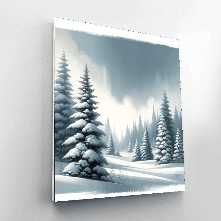 Winter's Whispering Pines Number Painting