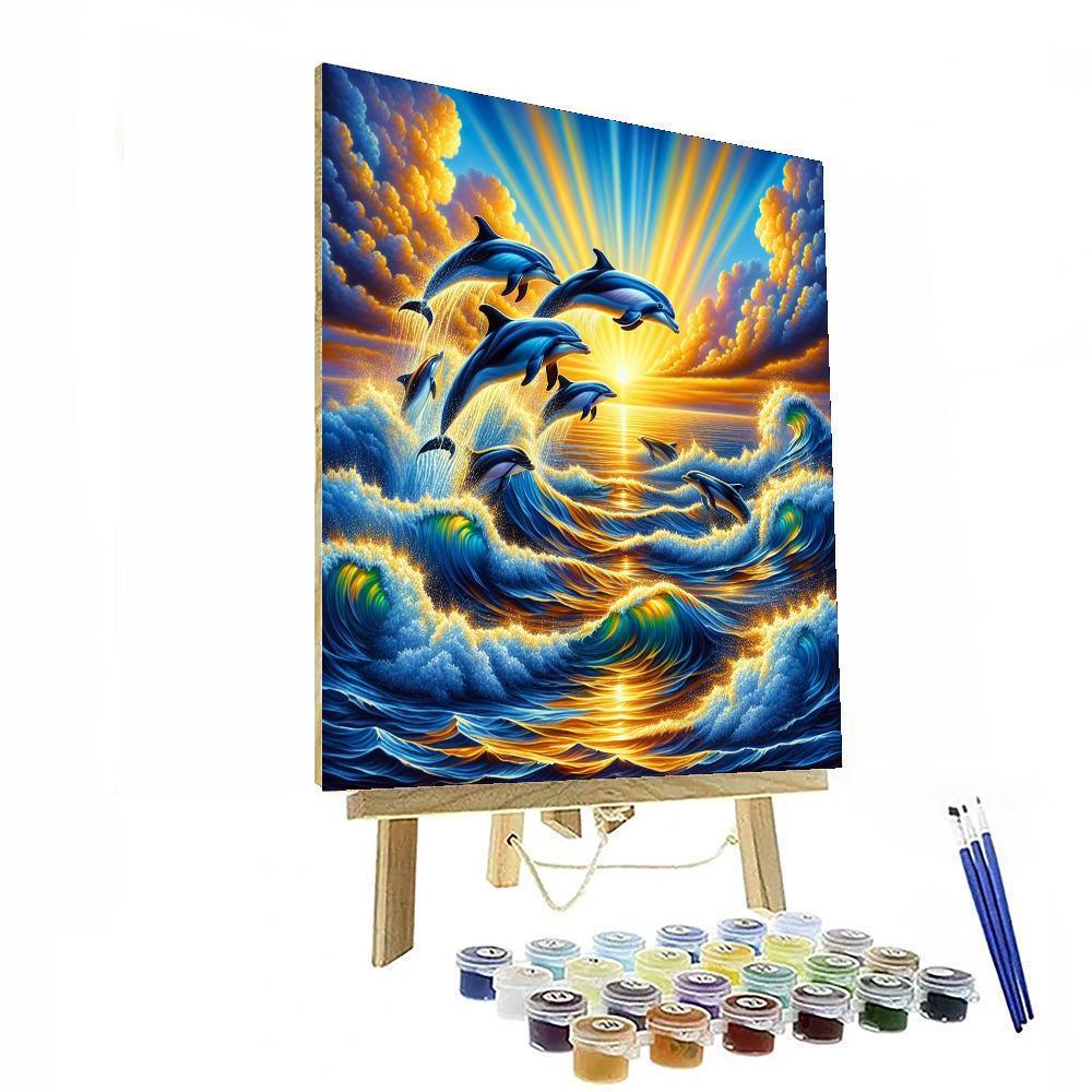 Playful Dolphin Horizon Paint By Numbers Art