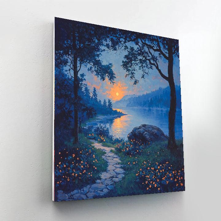Friedrich Inspired Luminous Twilight  Number Painting