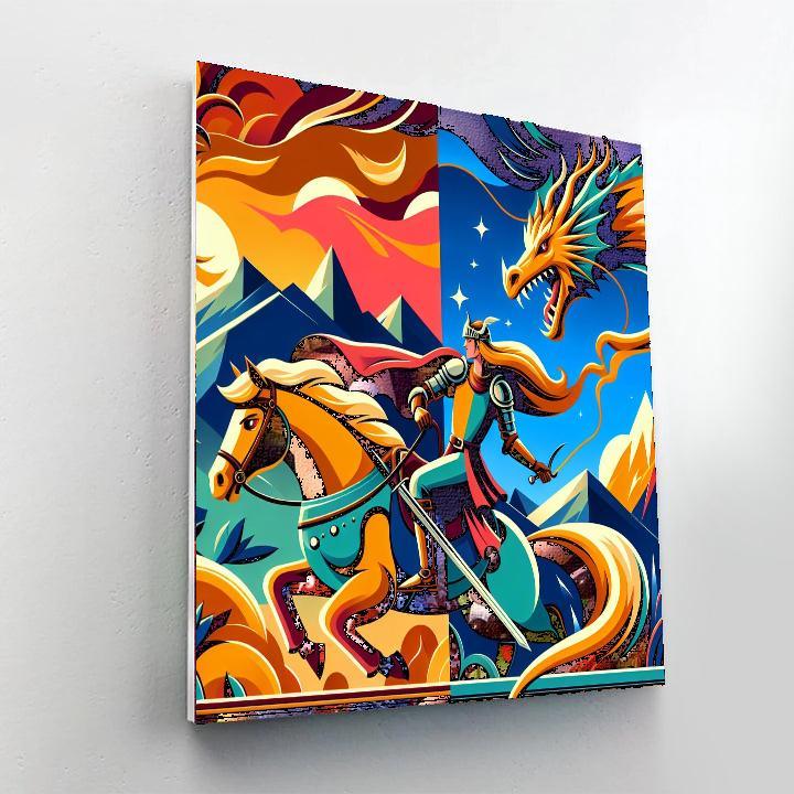 Knight's Quest For The Dragon's Treasure Painting By Numbers Kit