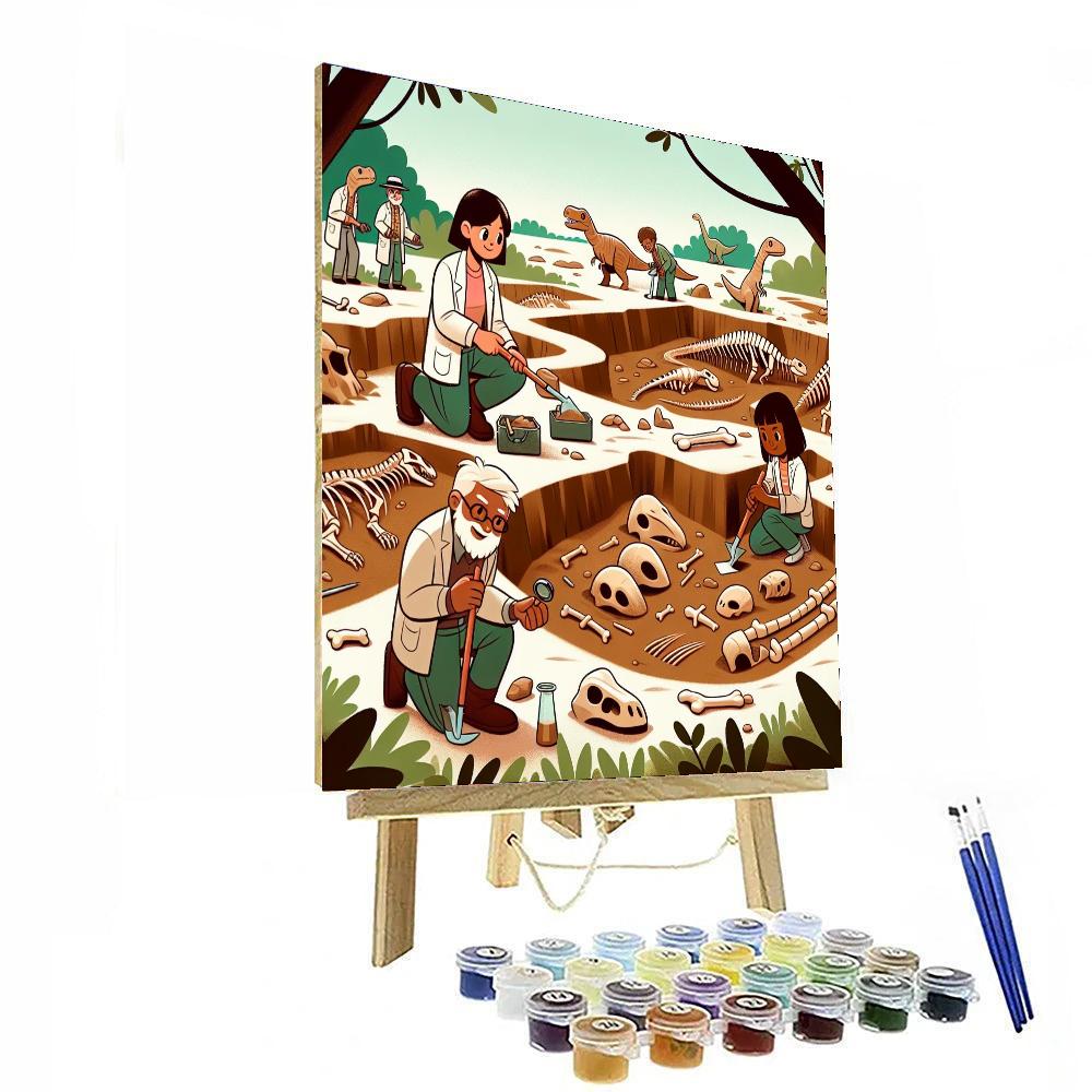 Dynamic Dinosaur Dig Paint By Numbers Art