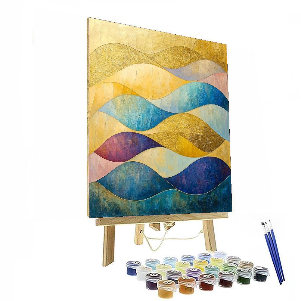 Gustav Klimt Inspired Golden Waves Of Serenity  Paint By Numbers Kits