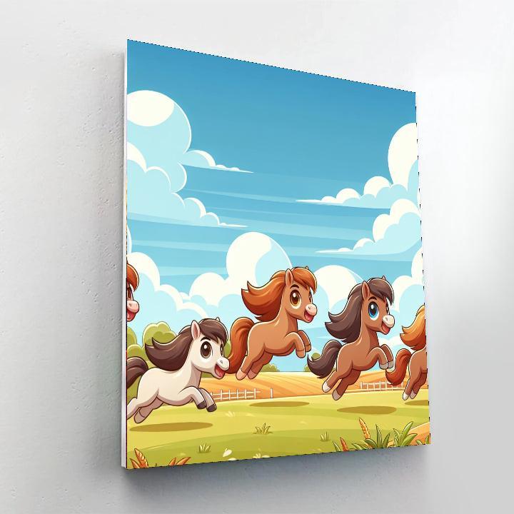 Prancing Ponies Paint By Numbers Art