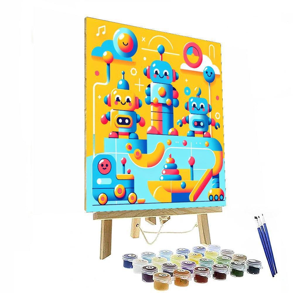 Cheerful Robot Companions Numbered Painting Kits