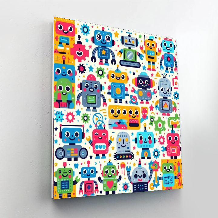 Cheerful Robot Playtime Number Painting