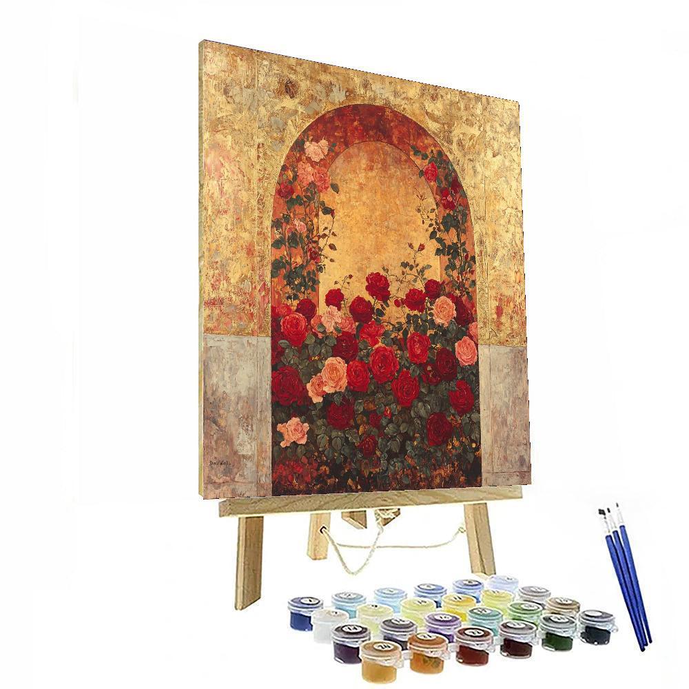 Gustav Klimt Inspired Elegant Rose Reverie  Paint By Numbers