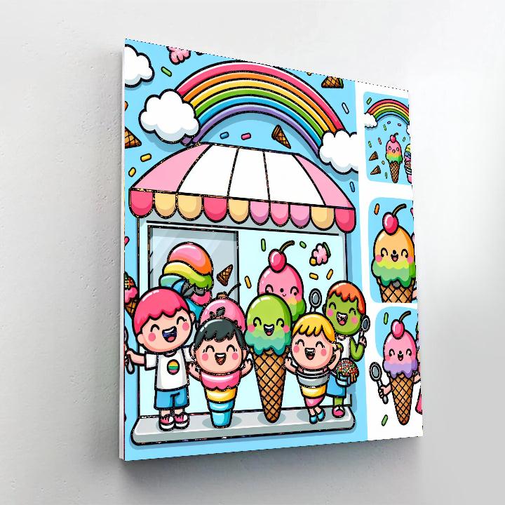Rainbow Ice Cream Shop DIY Paint By Numbers