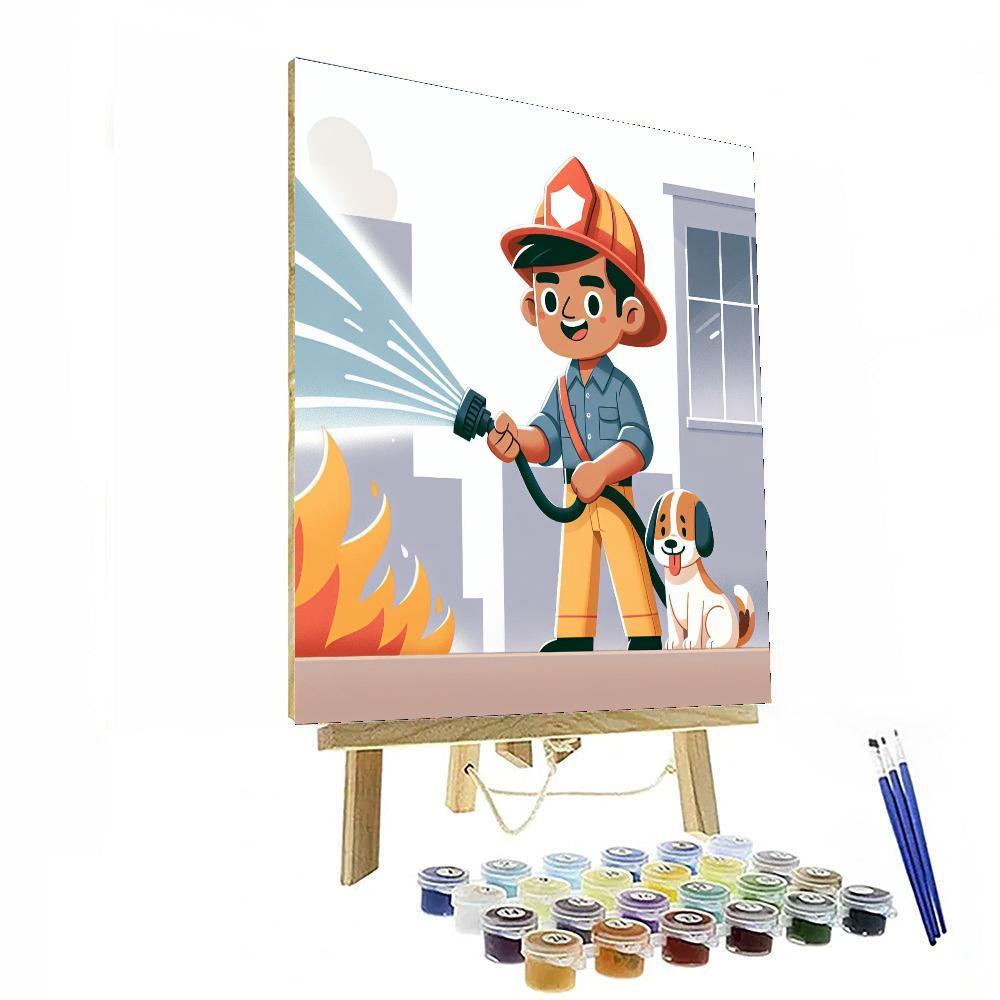 Heroic Firefighter Rescue Painting By Numbers Kit