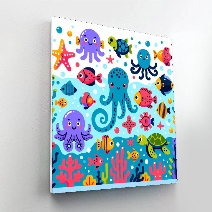 Friendly Ocean Critters Number Painting