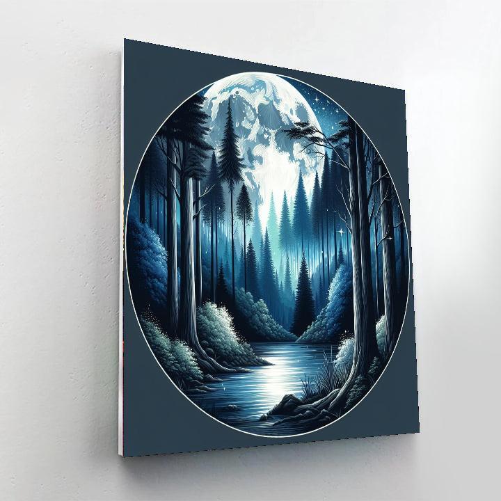Mysterious Moonlit Forest Paint By Numbers