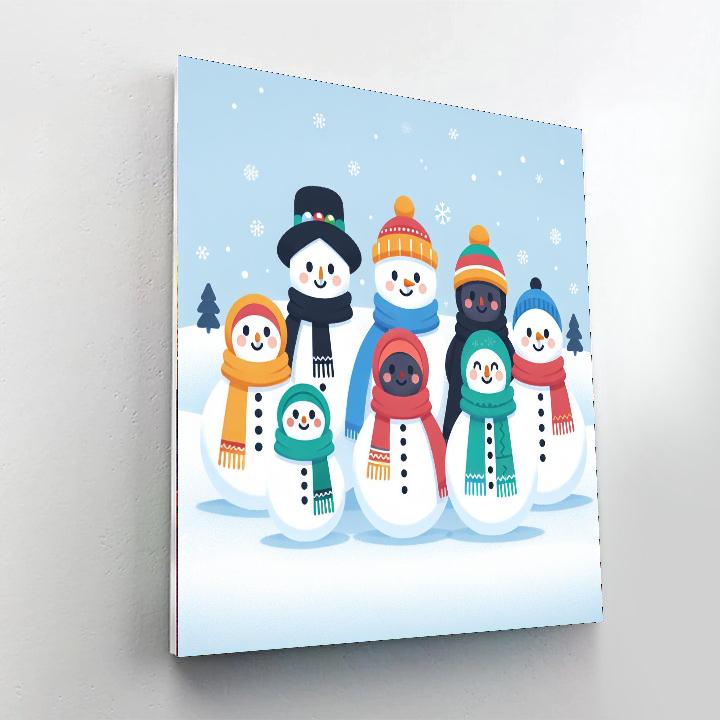 Festive Snowman Gathering Painting Number Kit