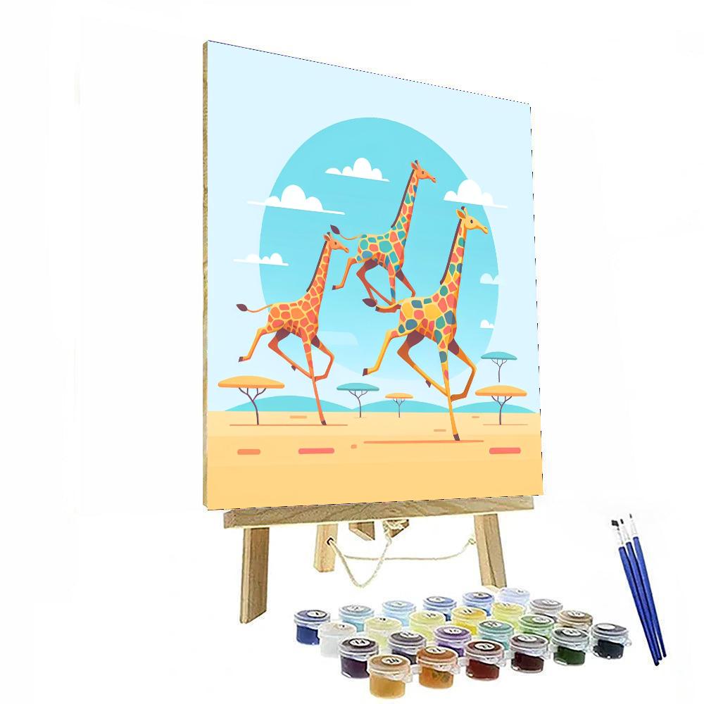 Galloping Giraffe Adventure Paint By Numbers Art