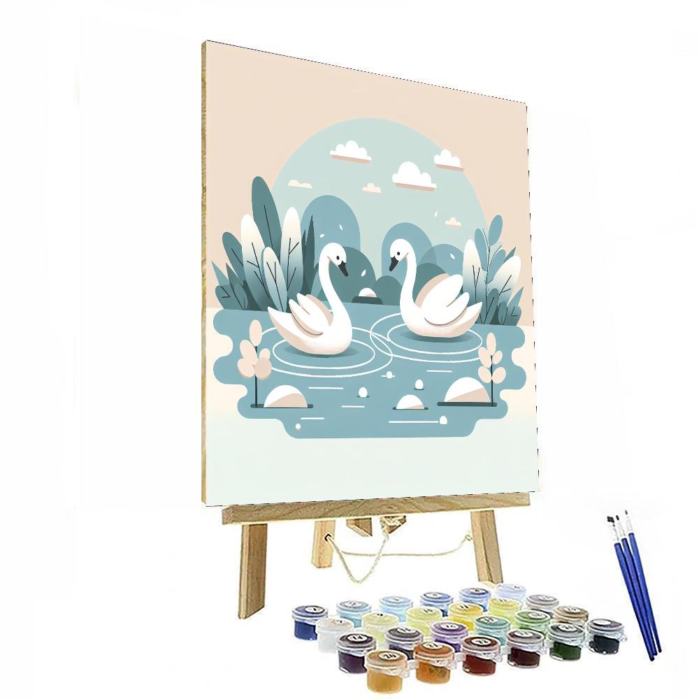 Serene Swans Numbered Painting Kits