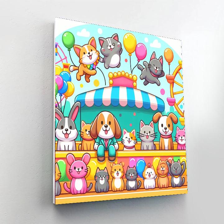 Animal Friends At The Carnival Paint By Numbers Art