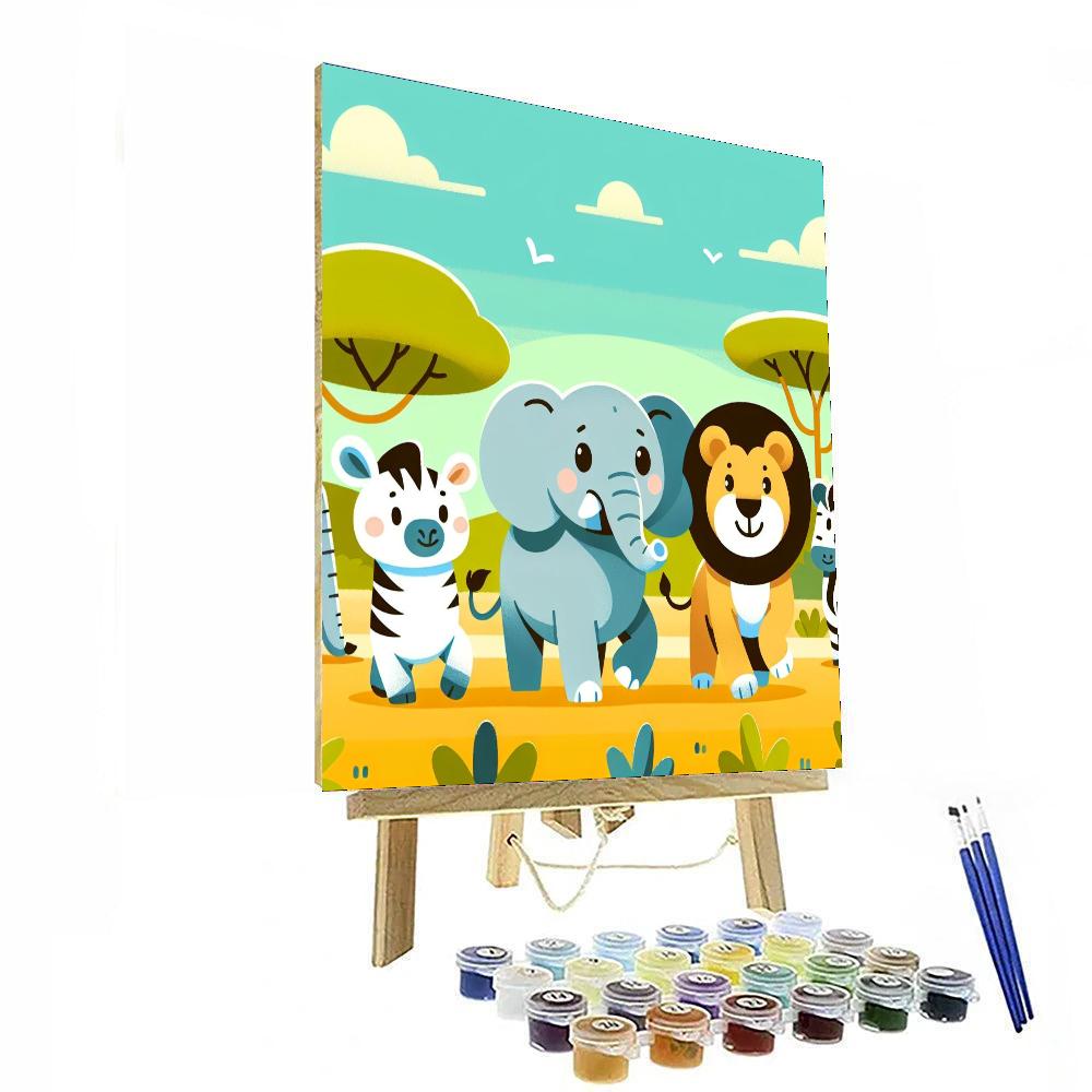Bright Animal Safari Painting By Numbers Kit