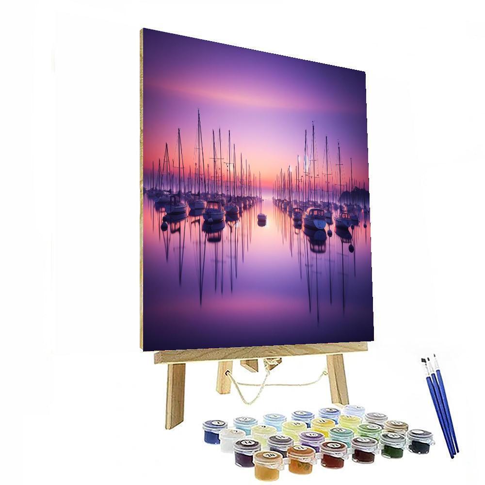 Dusk Over Tranquil Harbor Painting By Numbers Kit