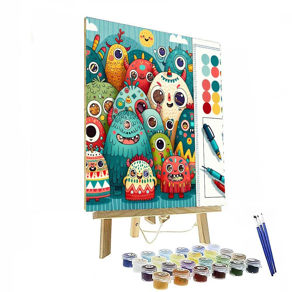 Adventure With Friendly Monsters Paint By Numbers Art