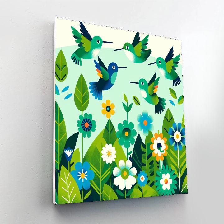 Harmony Of Hummingbirds Number Painting