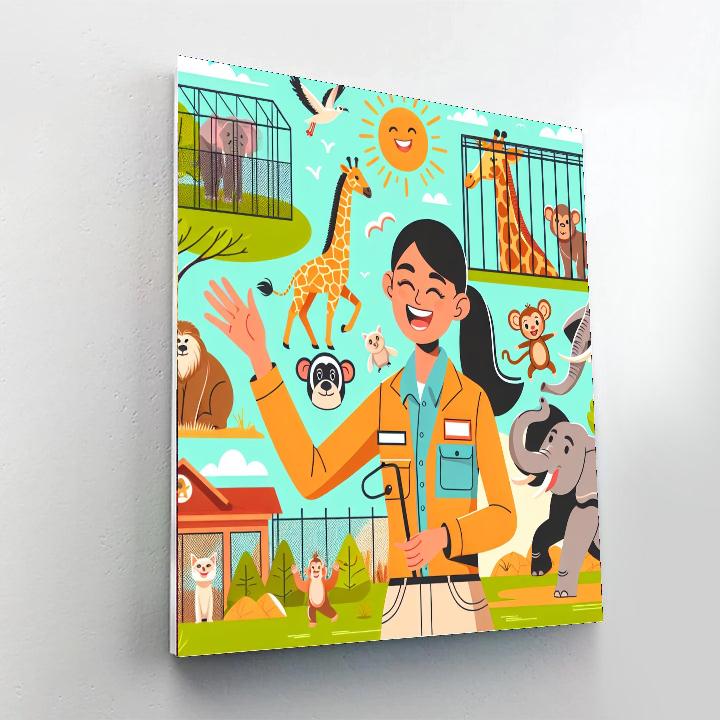 Zoo Keeper's Wild Day Number Painting