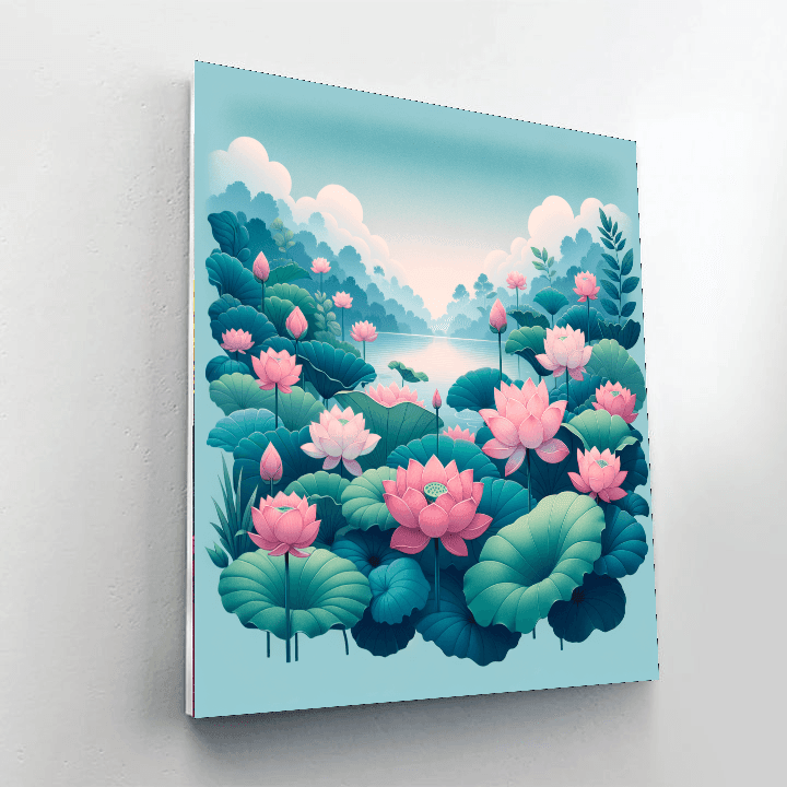 Blossoming Lotus Pond Paint By Numbers