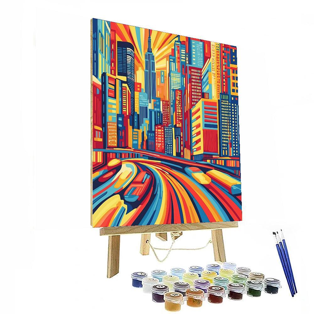 Roy Lichtenstein Inspired Pop Art Urban Oasis  Paint By Number