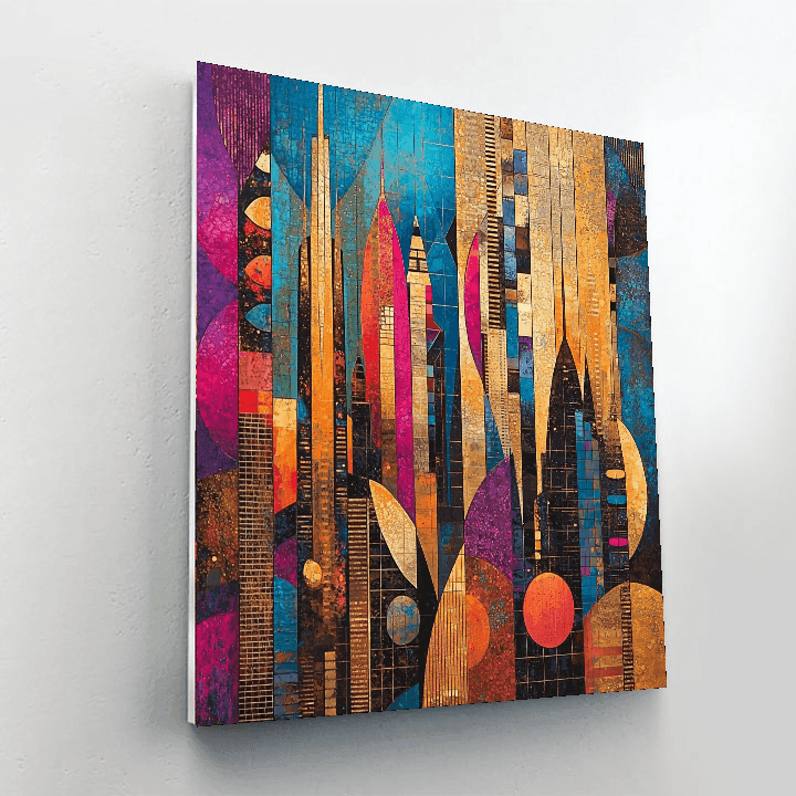 Futuristic Mid-century Style Inspired Retro-Futuristic Skyline  Paint By Numbers Kits