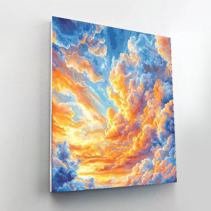 Georges Seurat Inspired Whirling Clouds  Number Painting