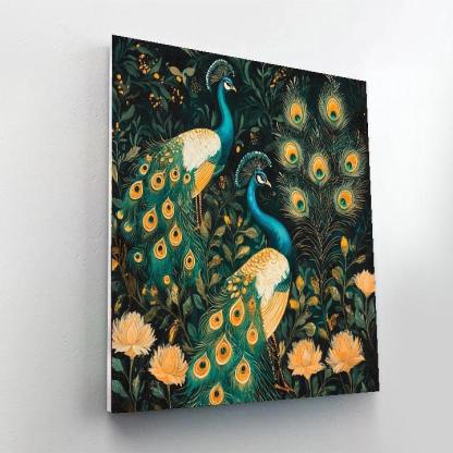 Nandalal Bose Inspired Ethereal Peafowl Harmony  Painting Number Kit