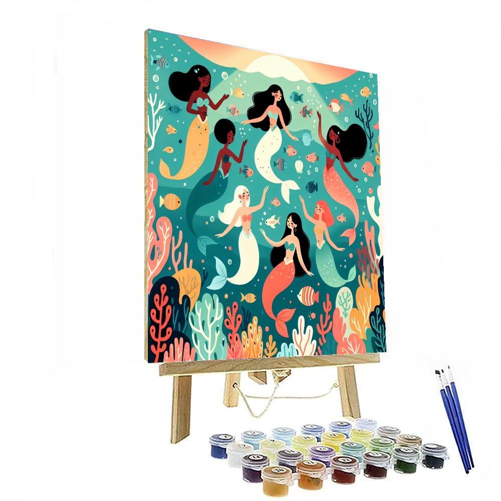 Underwater Mermaid Grotto Numbered Painting Kits