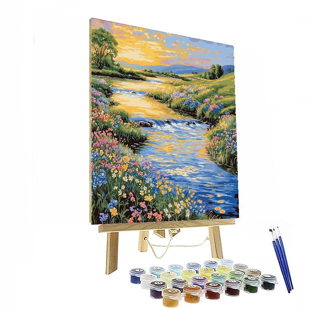 Hiroshige Inspired Serene Riverscape  Number Painting