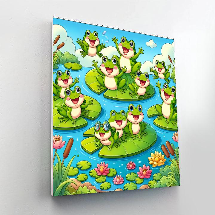 Merry Frogs Number Painting