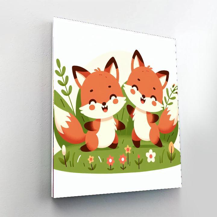 Cute Baby Foxes Paint By Numbers Art