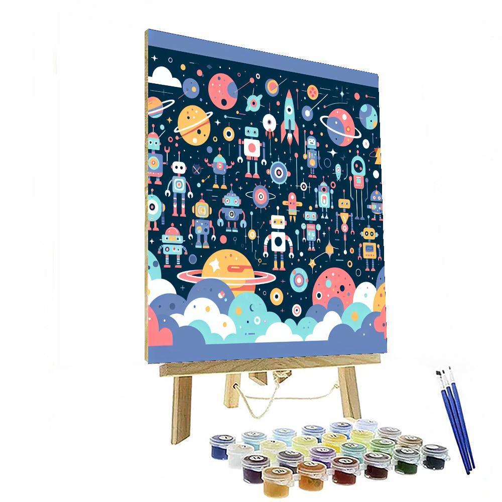 Space Robot Extravaganza Painting Number Kit
