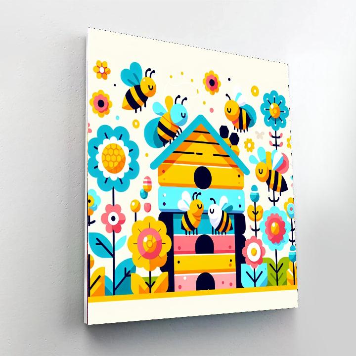 Buzzy Bee Bungalow Number Painting