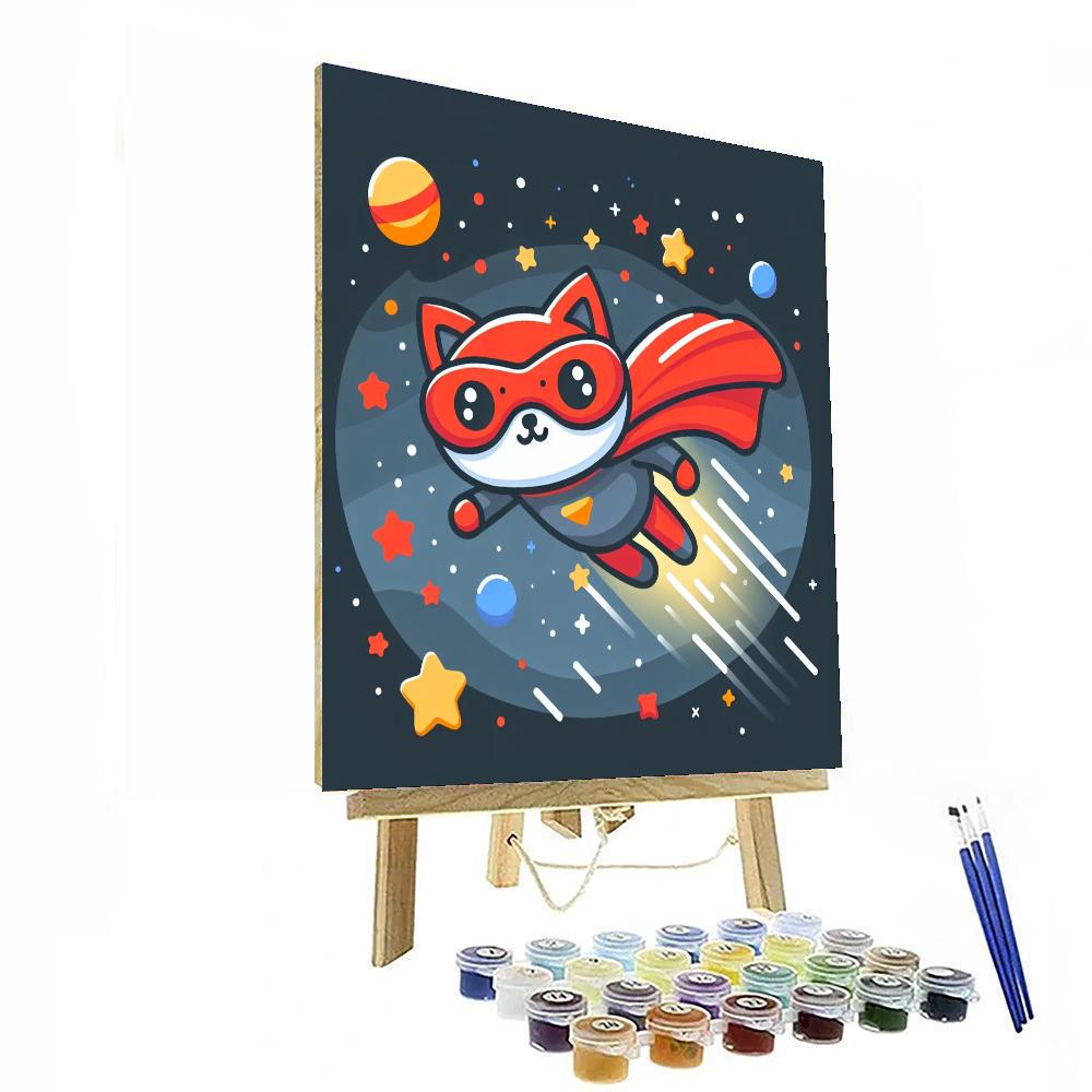 Superhero Space Cat Paint By Numbers Art