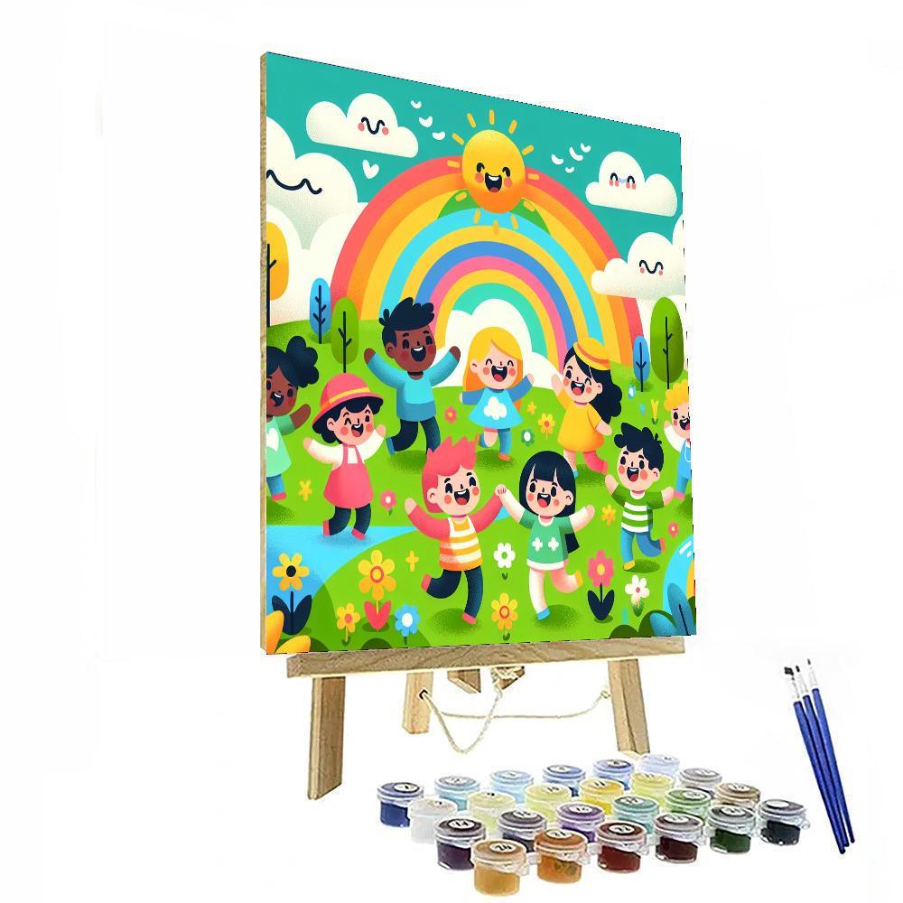 Happy Rainbow World Paint By Numbers Art