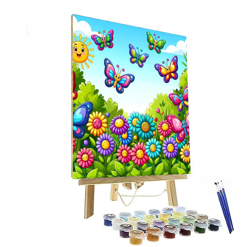 Colorful Garden Of Butterflies Numbered Painting Kits