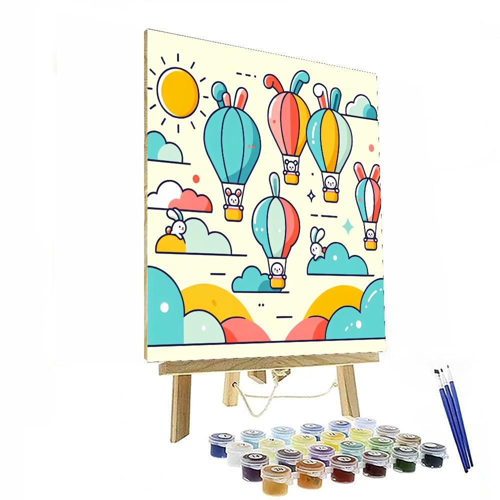 Bunny Balloon Fiesta Paint By Numbers Art