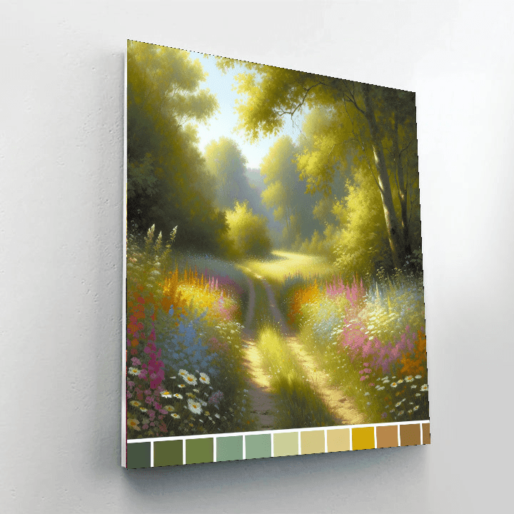 Sunlit Countryside Path Number Painting