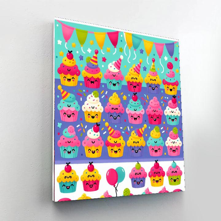 Cheery Cupcake Party Numbered Painting Kits