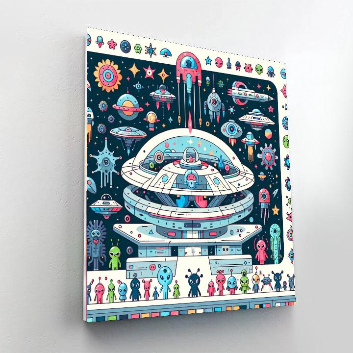 Alien Space Station Number Painting