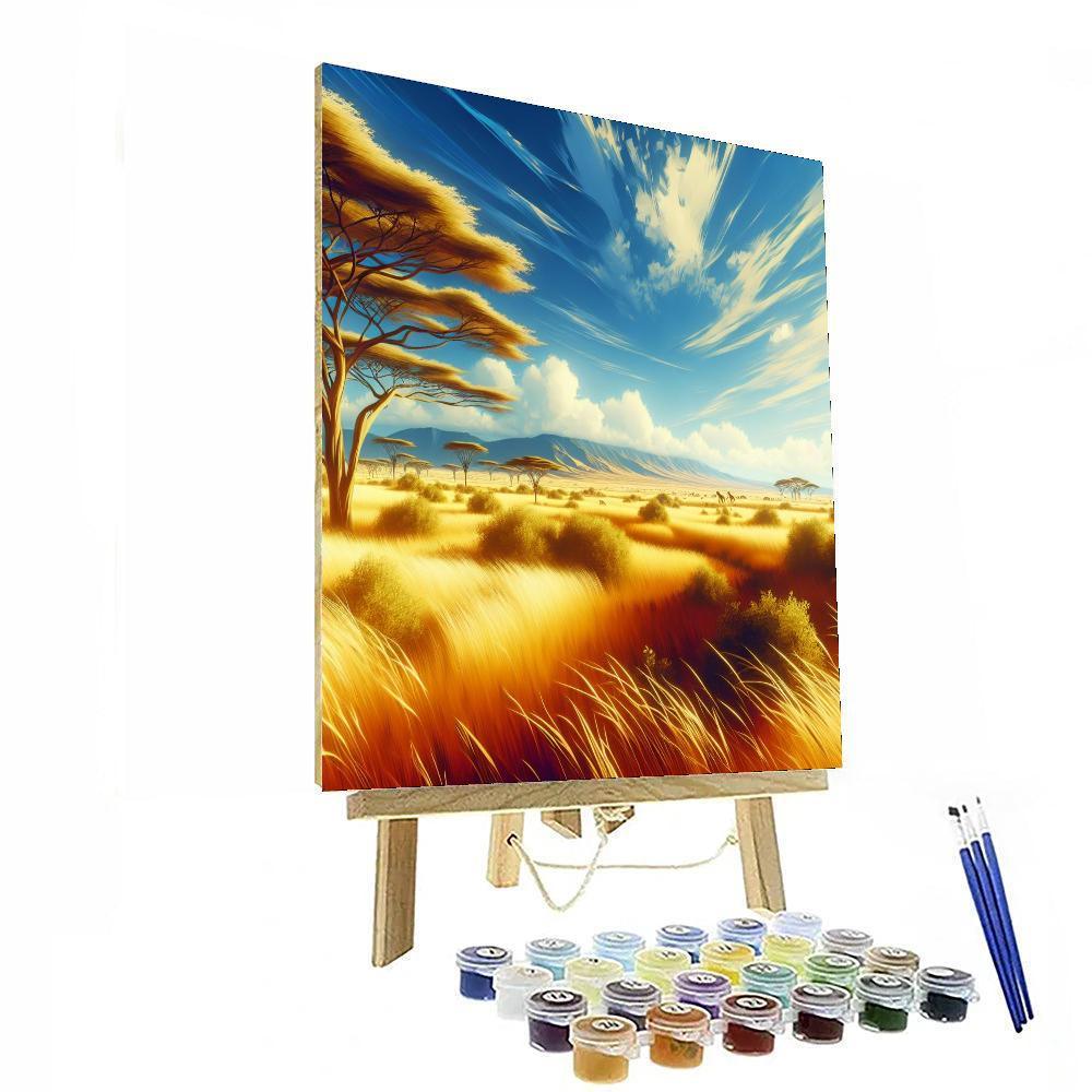 Golden Savanna Panorama Numbered Painting Kits