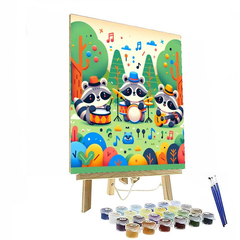 Rhythm And Rhyme Raccoons Numbered Painting Kits