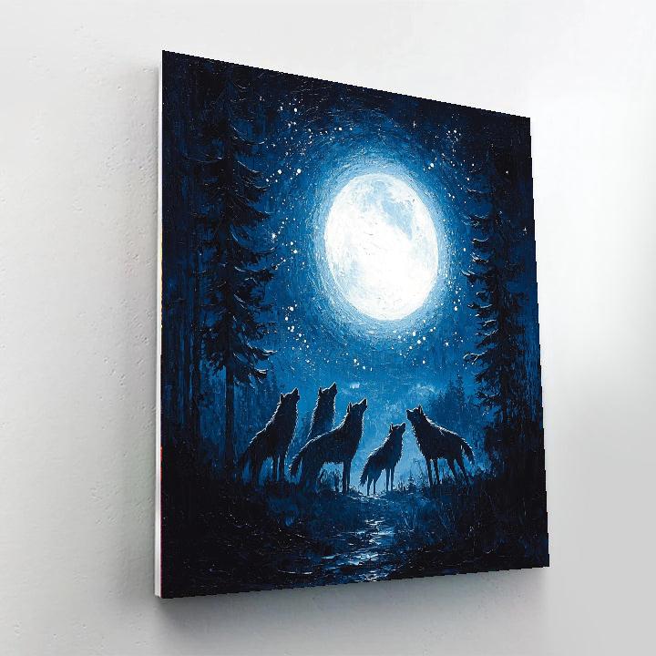 Caspar David Friedrich Inspired Majestic Wolves In Moonlight  Paint By Number