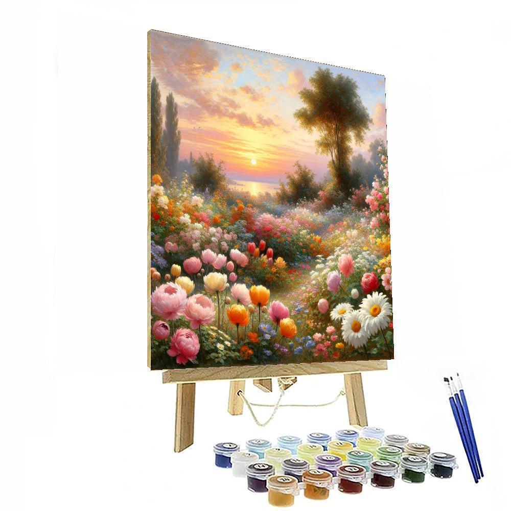 Dazzling Garden At Sunrise Painting Number Kit