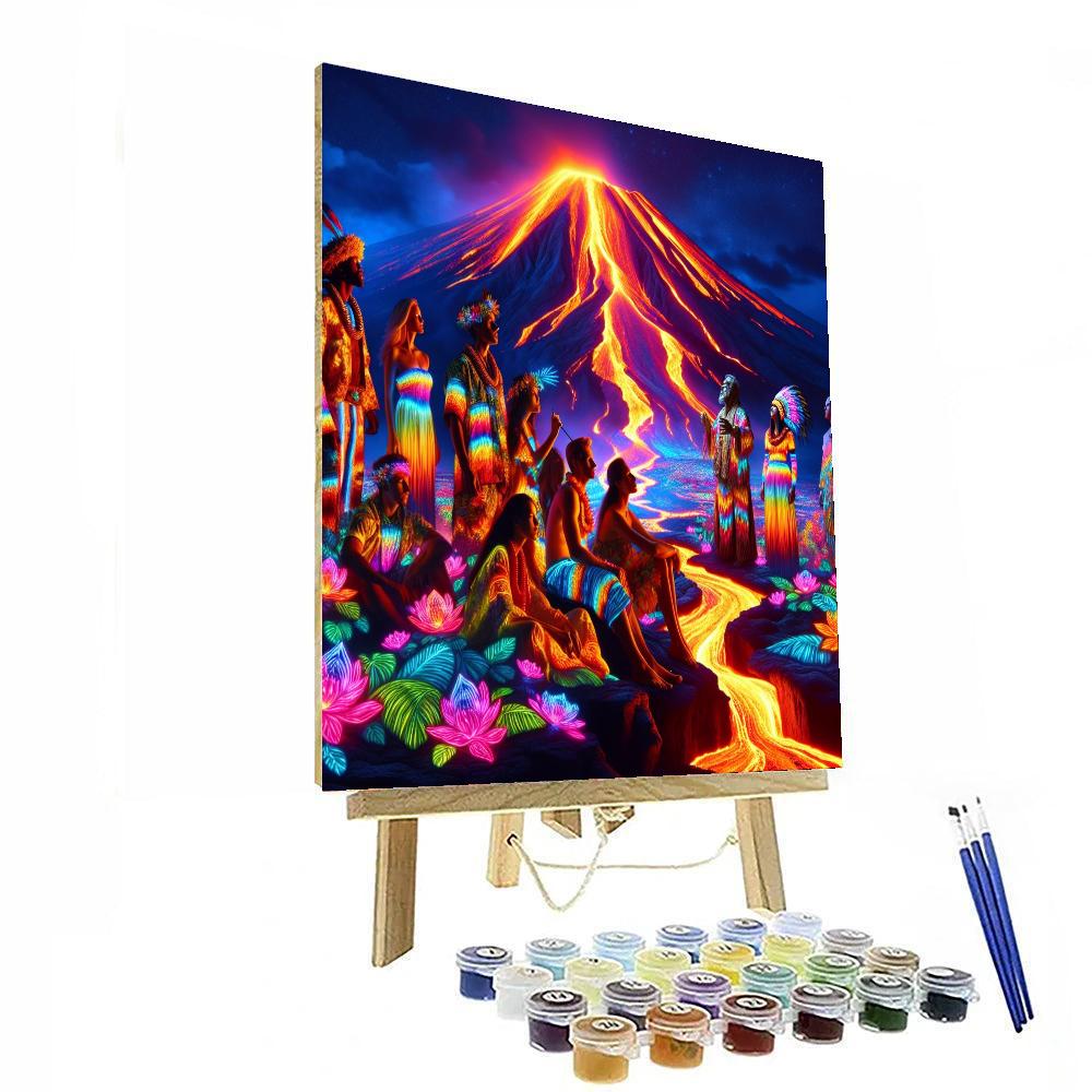 Pahoa Lava Lights Festival - Usa Number Painting