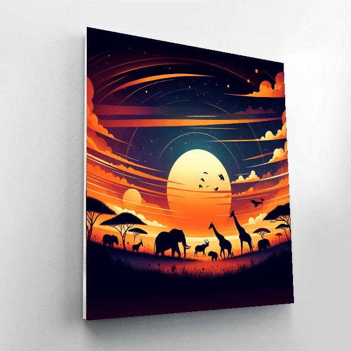 Captivating Safari Sunset Painting Number Kit